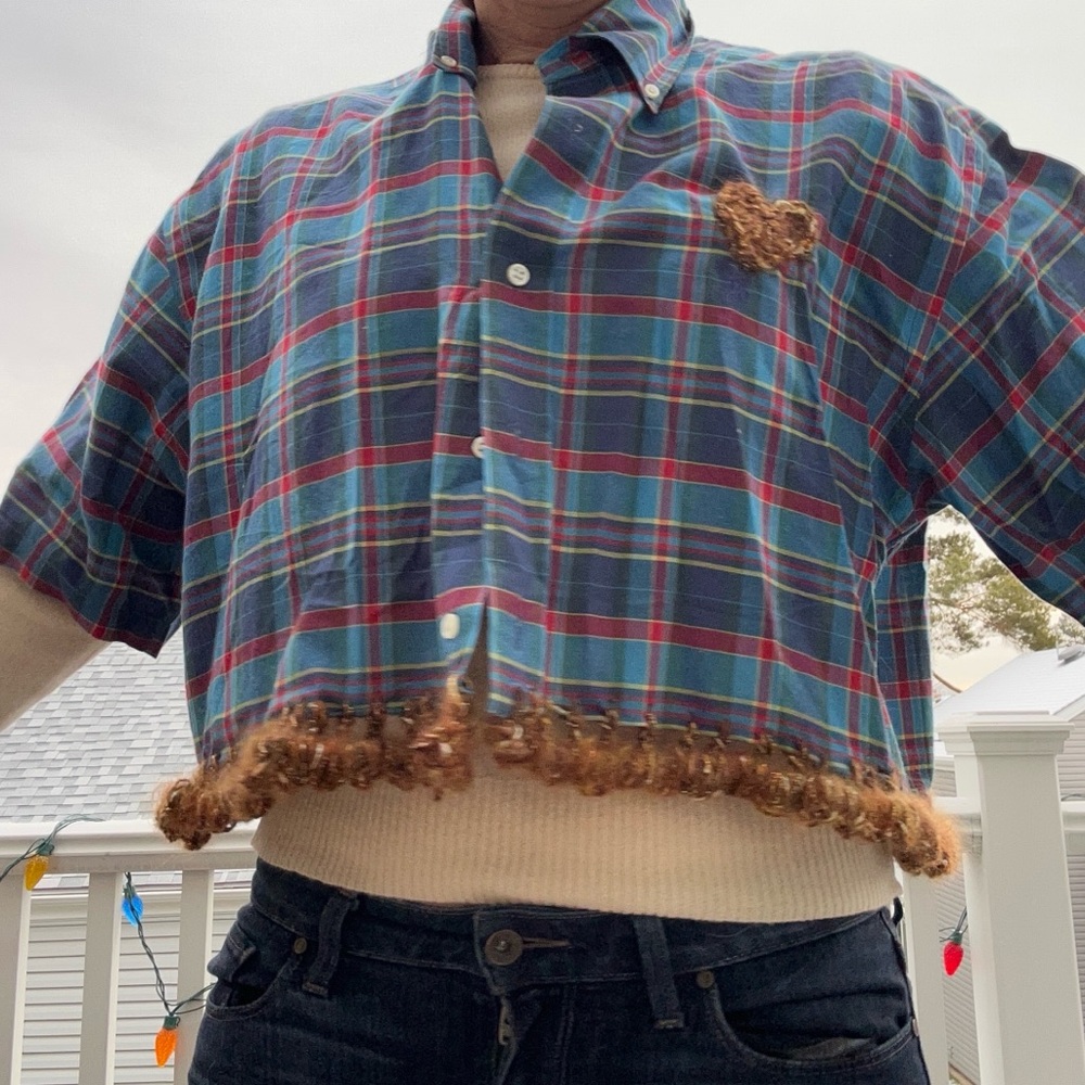 Festive plaid crop top‎